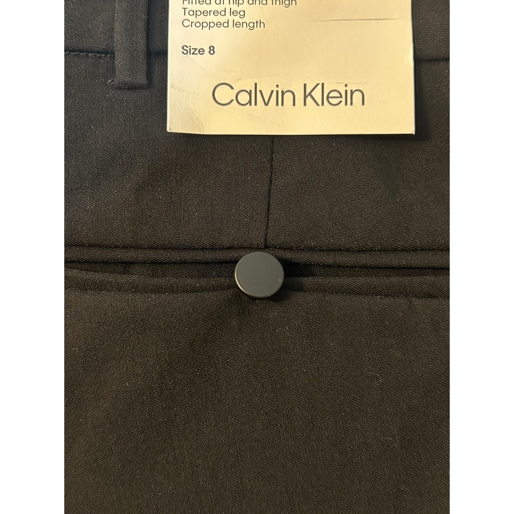 Calvin Klein Cropped Pants Tapered Leg Fitted Black Size 8 - Picture 4 of 6